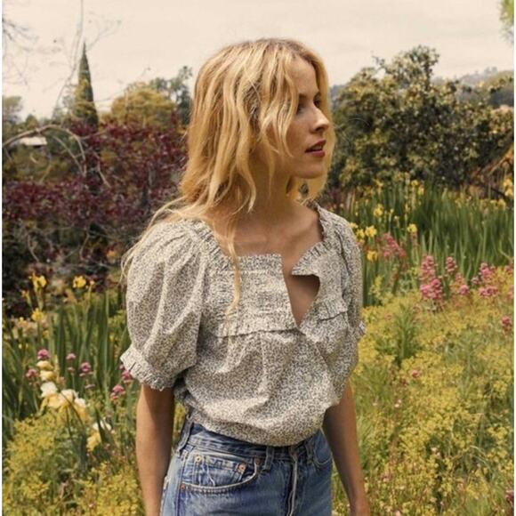 Doen Tops - DOEN Farley Top in Cream Cottage Floral Print S